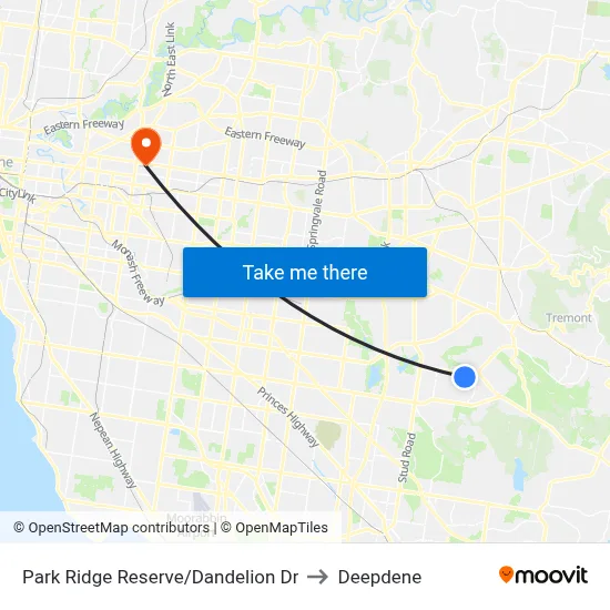 Park Ridge Reserve/Dandelion Dr to Deepdene map