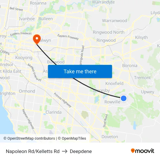 Napoleon Rd/Kelletts Rd to Deepdene map
