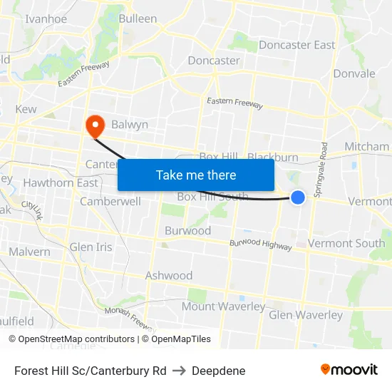Forest Hill Sc/Canterbury Rd to Deepdene map