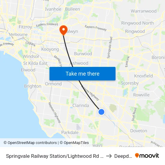 Springvale Railway Station/Lightwood Rd to Deepdene map