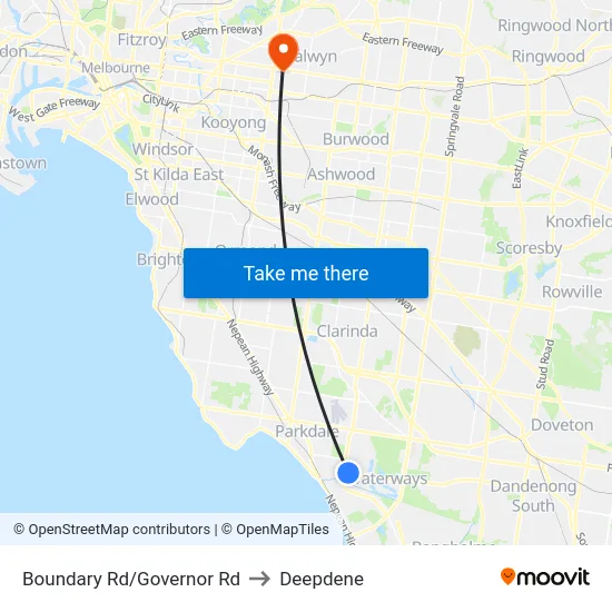 Boundary Rd/Governor Rd to Deepdene map