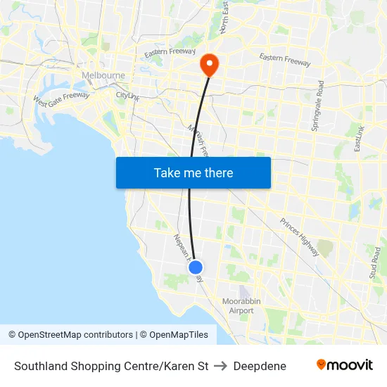 Southland Shopping Centre/Karen St to Deepdene map