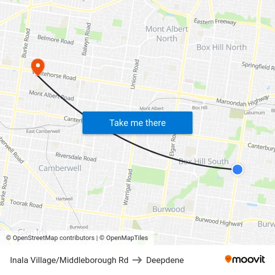 Inala Village/Middleborough Rd to Deepdene map