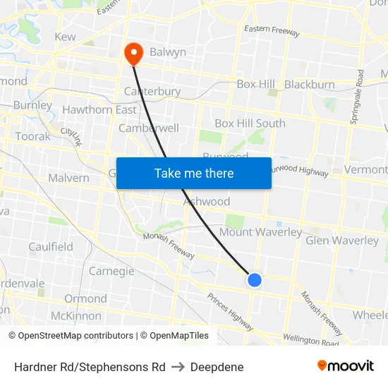 Hardner Rd/Stephensons Rd to Deepdene map