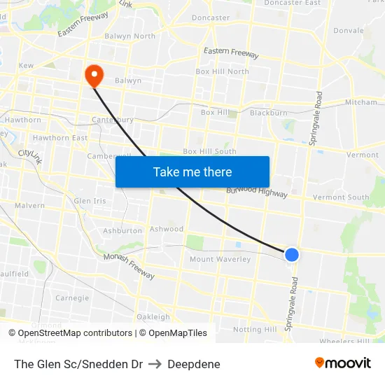 The Glen Sc/Snedden Dr to Deepdene map