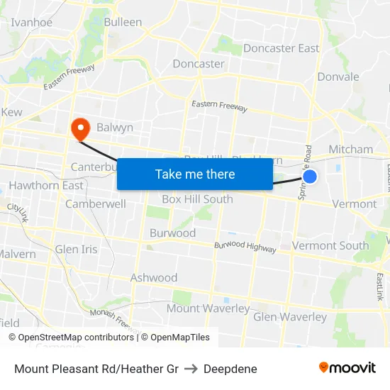 Mount Pleasant Rd/Heather Gr to Deepdene map