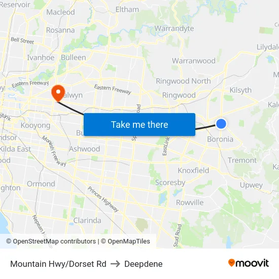 Mountain Hwy/Dorset Rd to Deepdene map