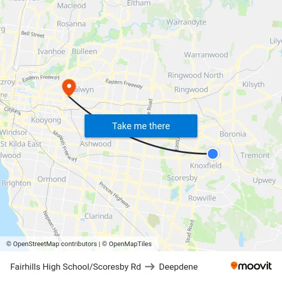 Fairhills High School/Scoresby Rd to Deepdene map