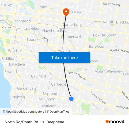 North Rd/Poath Rd to Deepdene map