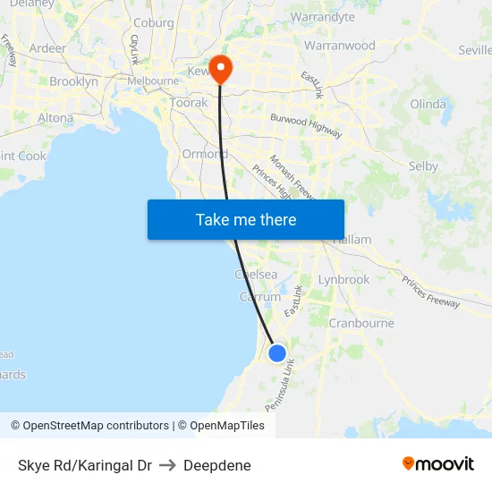 Skye Rd/Karingal Dr to Deepdene map
