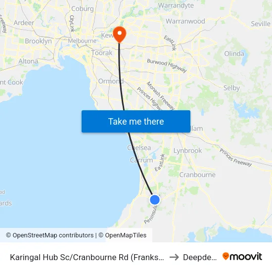 Karingal Hub Sc/Cranbourne Rd to Deepdene map