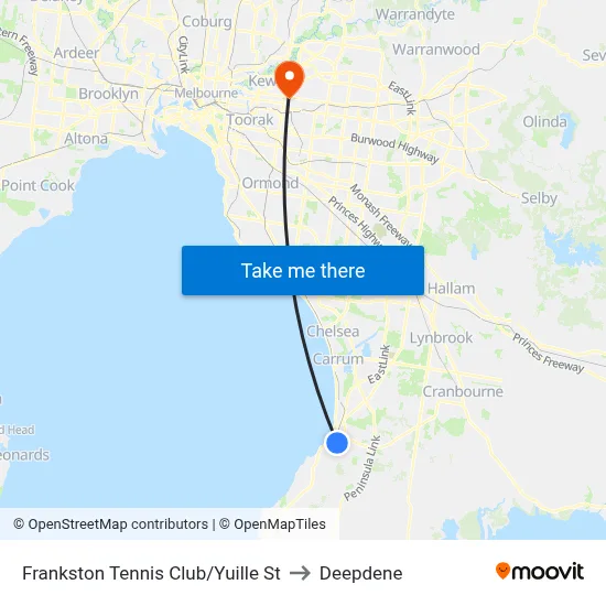 Frankston Tennis Club/Yuille St to Deepdene map