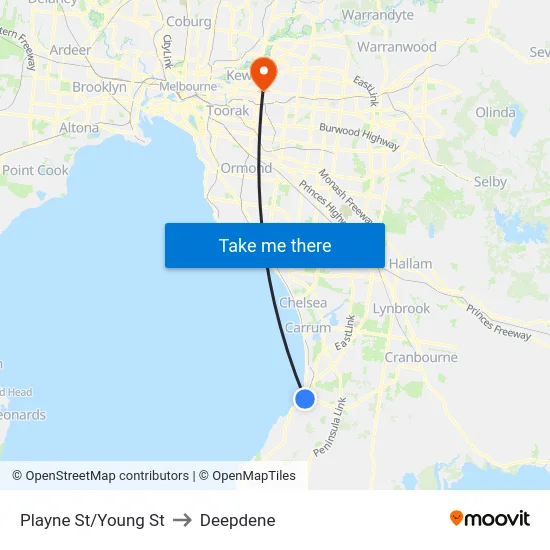 Playne St/Young St to Deepdene map