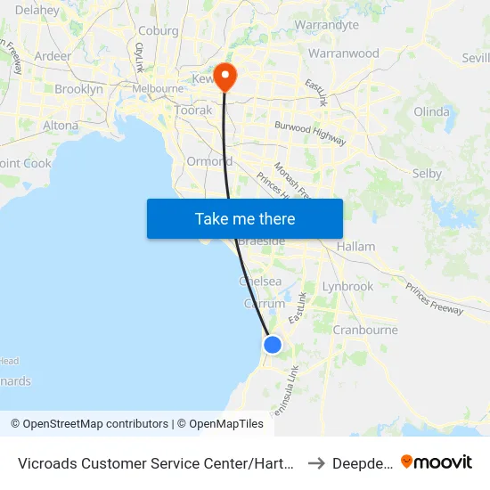 Vicroads Customer Service Center/Hartnett Dr to Deepdene map