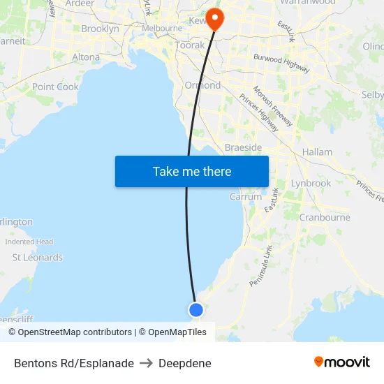 Bentons Rd/Esplanade to Deepdene map