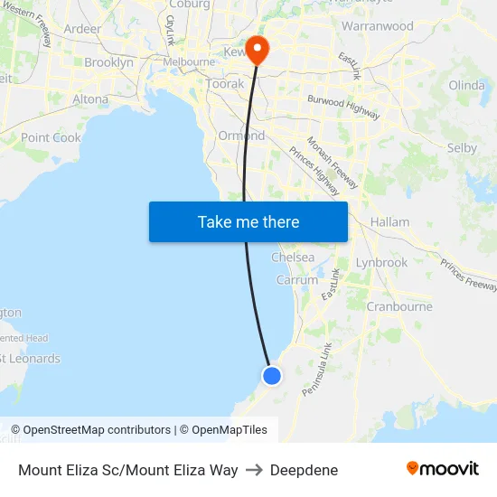 Mount Eliza Sc/Mount Eliza Way to Deepdene map