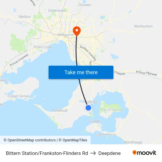 Bittern Station/Frankston-Flinders Rd to Deepdene map