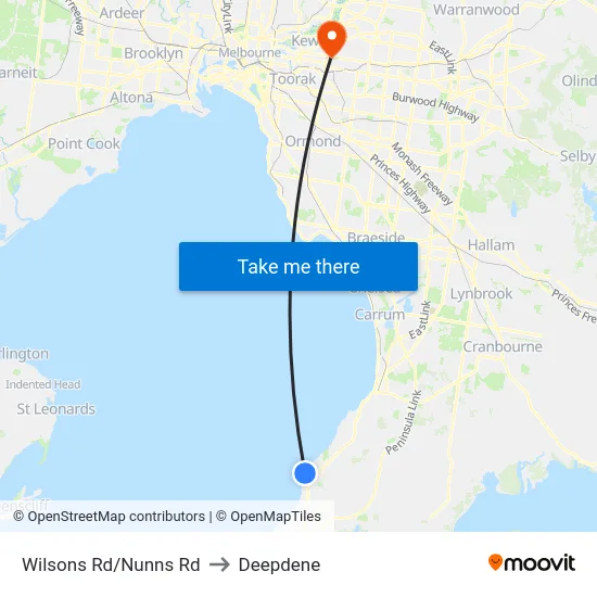 Wilsons Rd/Nunns Rd to Deepdene map