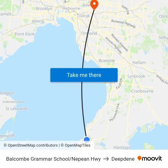 Balcombe Grammar School/Nepean Hwy to Deepdene map