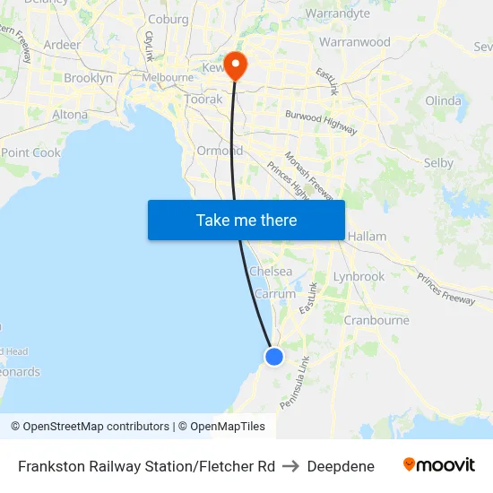 Frankston Railway Station/Fletcher Rd to Deepdene map