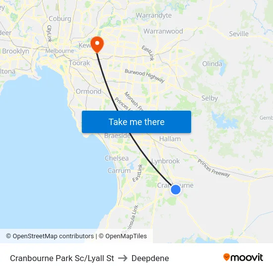 Cranbourne Park Sc/Lyall St to Deepdene map