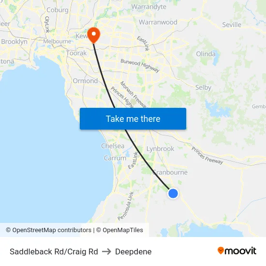 Saddleback Rd/Craig Rd to Deepdene map