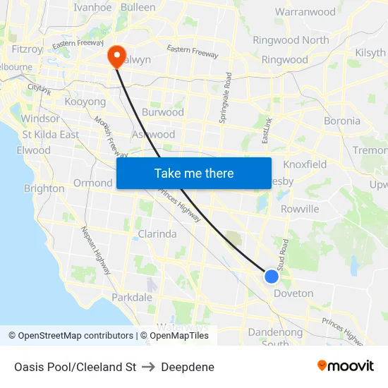 Oasis Pool/Cleeland St to Deepdene map