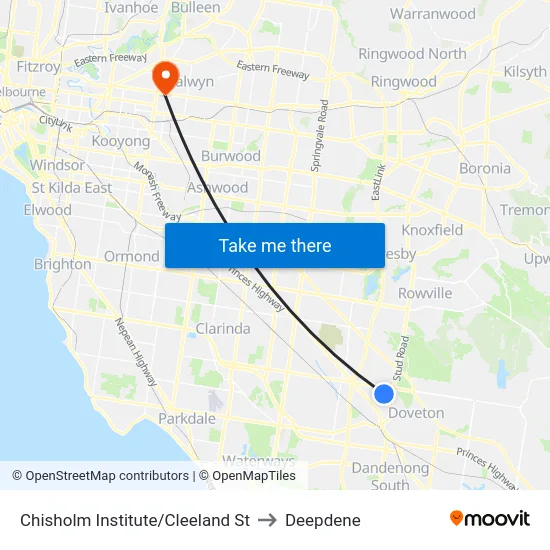 Chisholm Institute/Cleeland St to Deepdene map