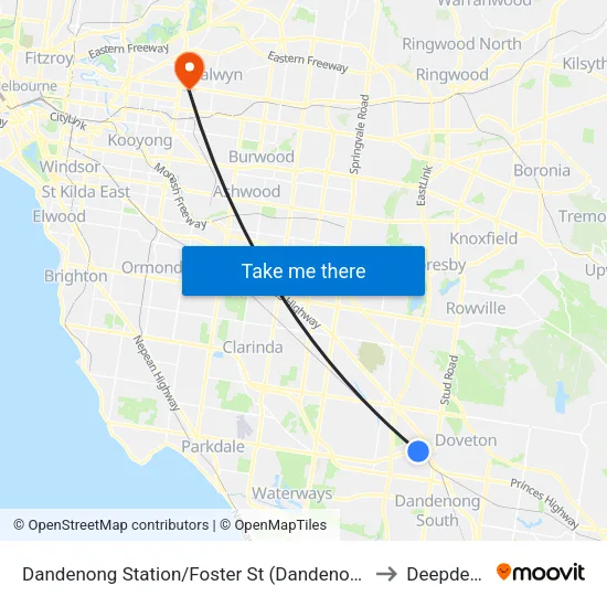 Dandenong Station/Foster St to Deepdene map