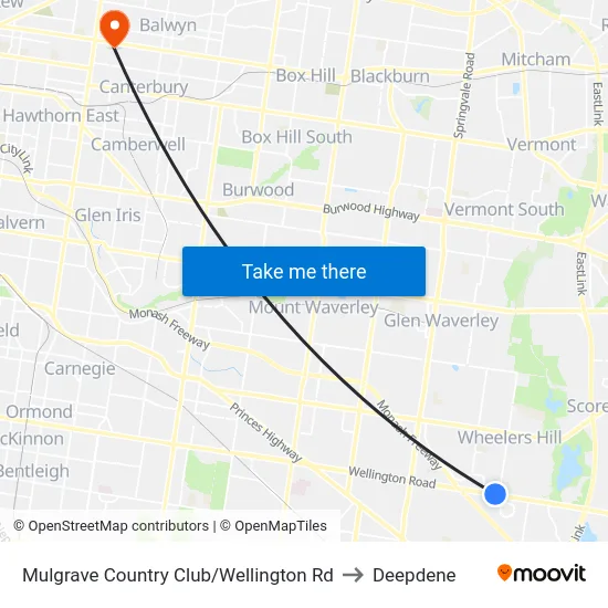 Mulgrave Country Club/Wellington Rd to Deepdene map