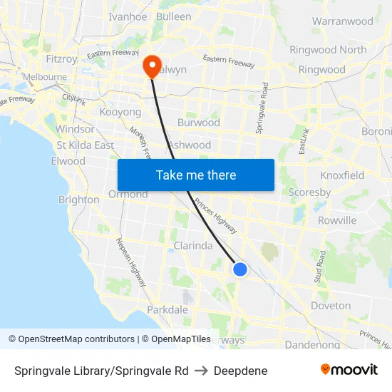 Springvale Library/Springvale Rd to Deepdene map
