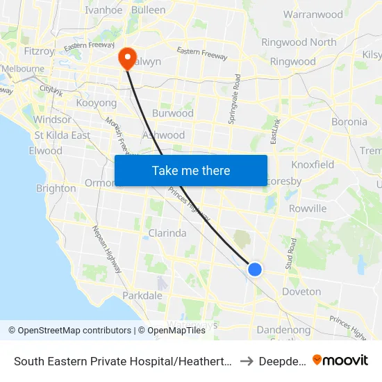South Eastern Private Hospital/Heatherton Rd to Deepdene map