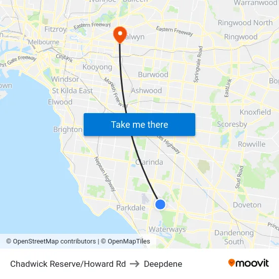 Chadwick Reserve/Howard Rd to Deepdene map