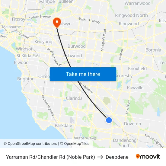Yarraman Rd/Chandler Rd to Deepdene map