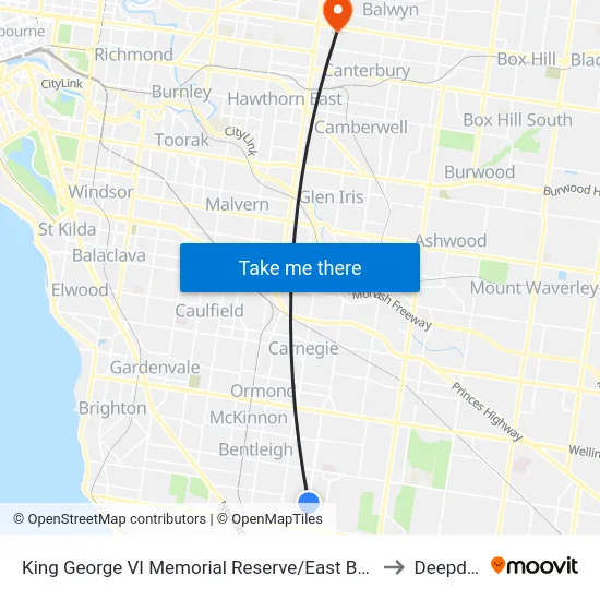 King George VI Memorial Reserve/East Boundary Rd to Deepdene map