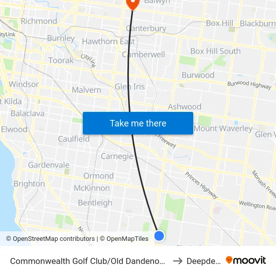 Commonwealth Golf Club/Old Dandenong Rd to Deepdene map