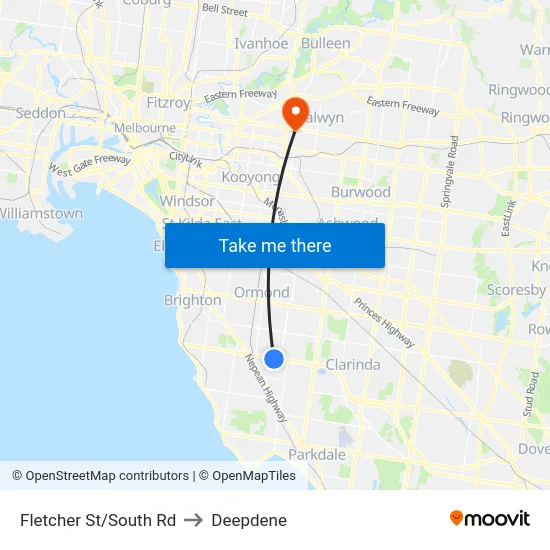 Fletcher St/South Rd to Deepdene map