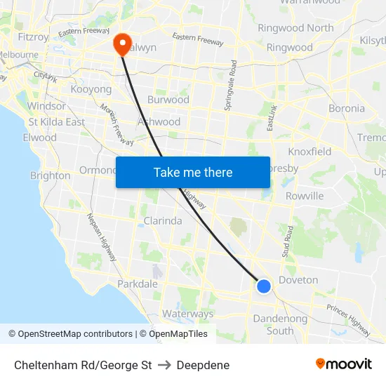 Cheltenham Rd/George St to Deepdene map