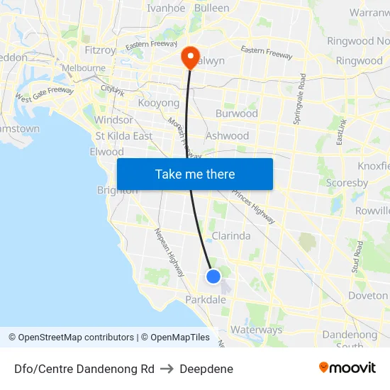 Dfo/Centre Dandenong Rd to Deepdene map