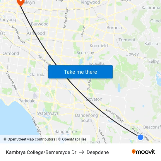 Kambrya College/Bemersyde Dr to Deepdene map