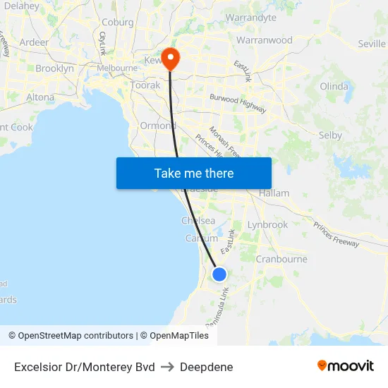 Excelsior Dr/Monterey Bvd to Deepdene map