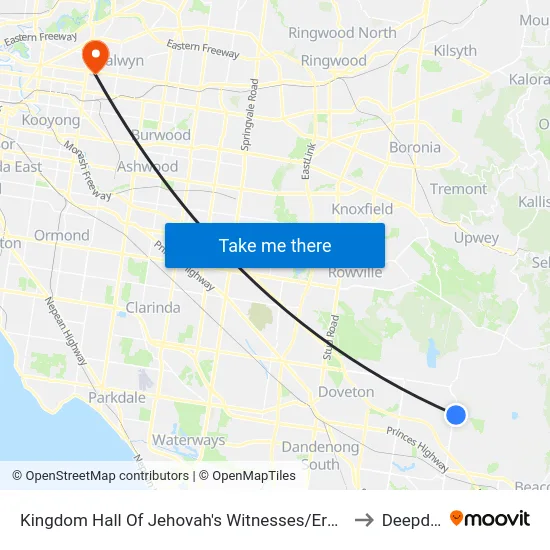 Kingdom Hall Of Jehovah's Witnesses/Ernst Wanke Rd to Deepdene map