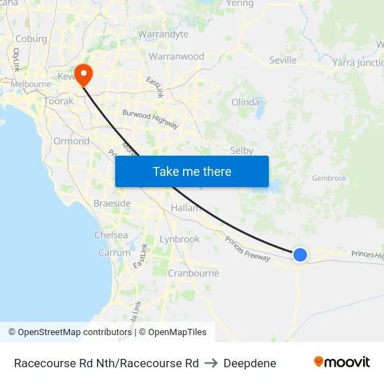 Racecourse Rd Nth/Racecourse Rd to Deepdene map