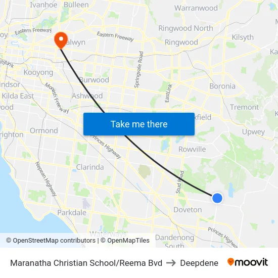 Maranatha Christian School/Reema Bvd to Deepdene map
