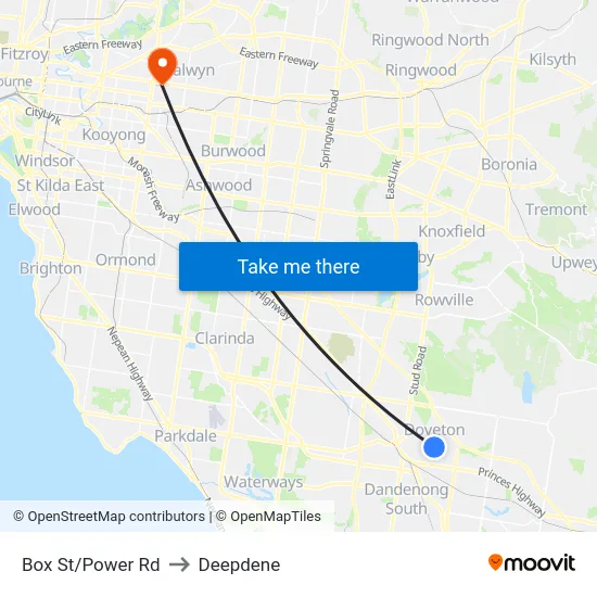 Box St/Power Rd to Deepdene map