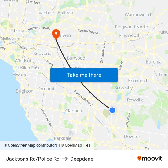Jacksons Rd/Police Rd to Deepdene map