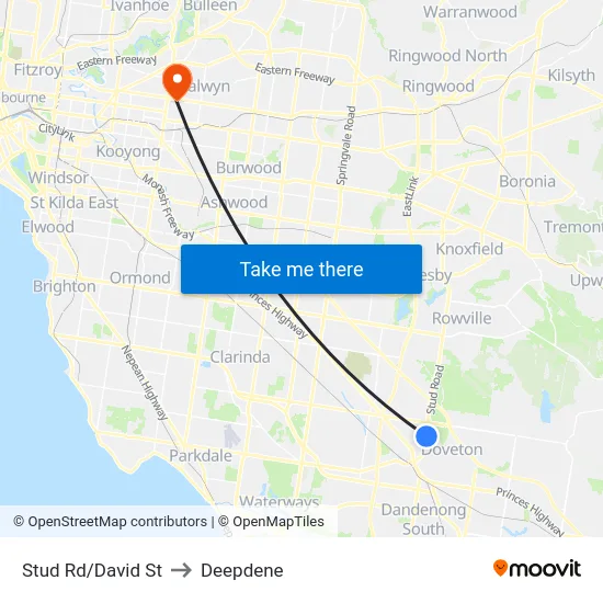 Stud Rd/David St to Deepdene map