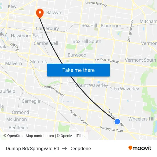 Dunlop Rd/Springvale Rd to Deepdene map