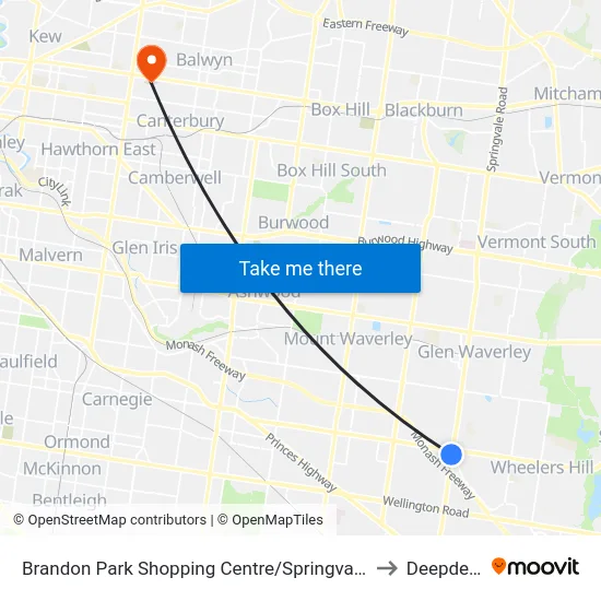 Brandon Park Shopping Centre/Springvale Rd to Deepdene map