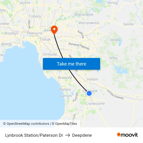 Lynbrook Station/Paterson Dr to Deepdene map